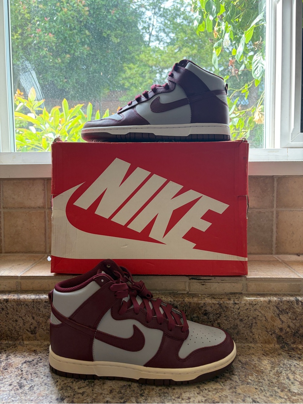 Nike Men’s High-Top Sneakers — Burgundy and Gray